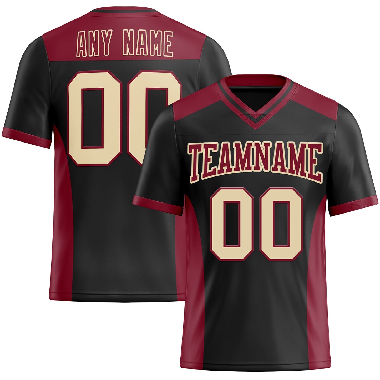Custom Black Cream-Crimson Mesh Authentic Football Jersey - Sky-Custom