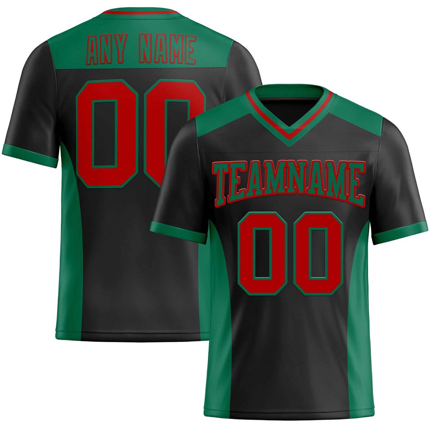Custom Black Red-Kelly Green Mesh Authentic Football Jersey - Sky-Custom
