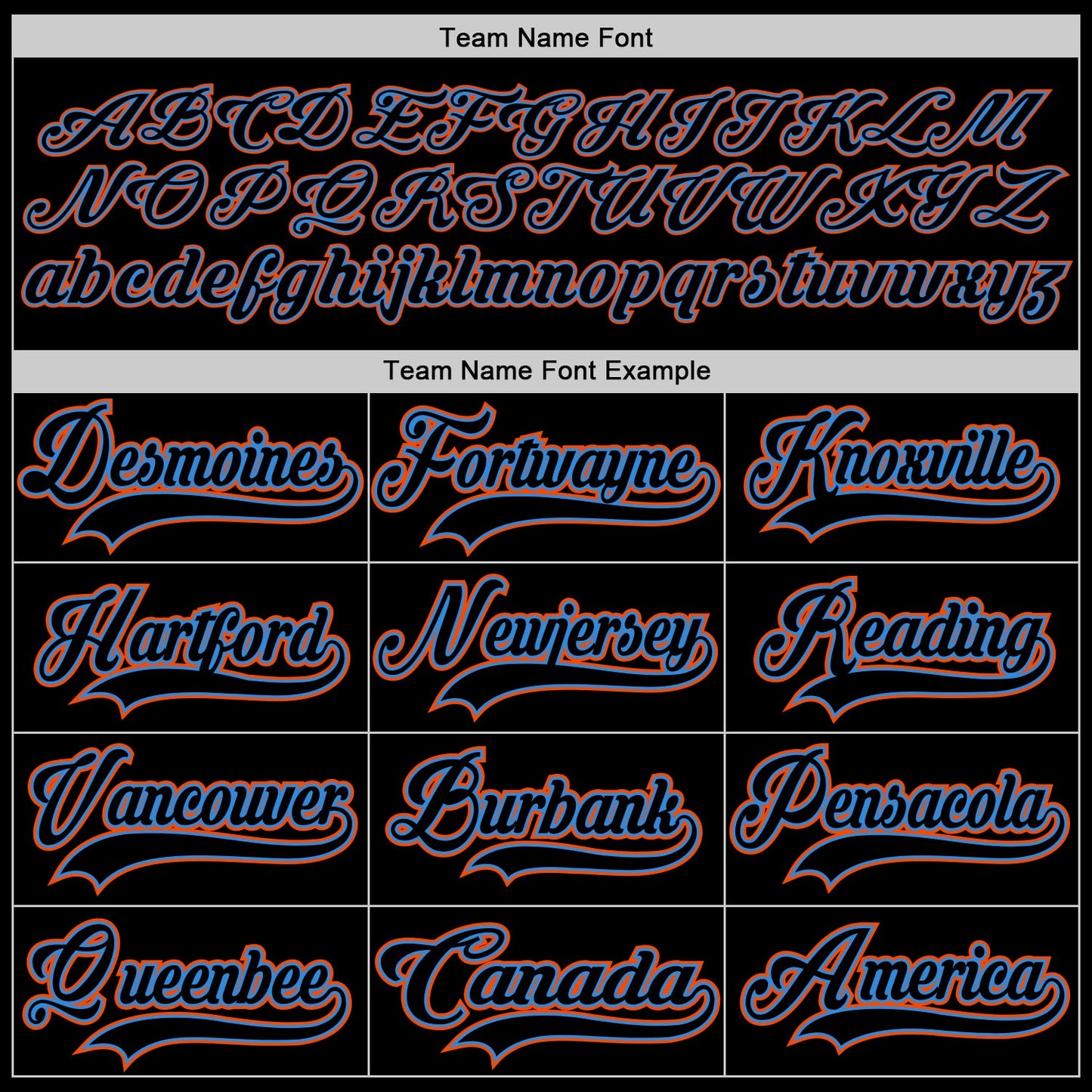 Custom Black Powder Blue-Orange Hockey Lace Neck Jersey - Sky-Custom
