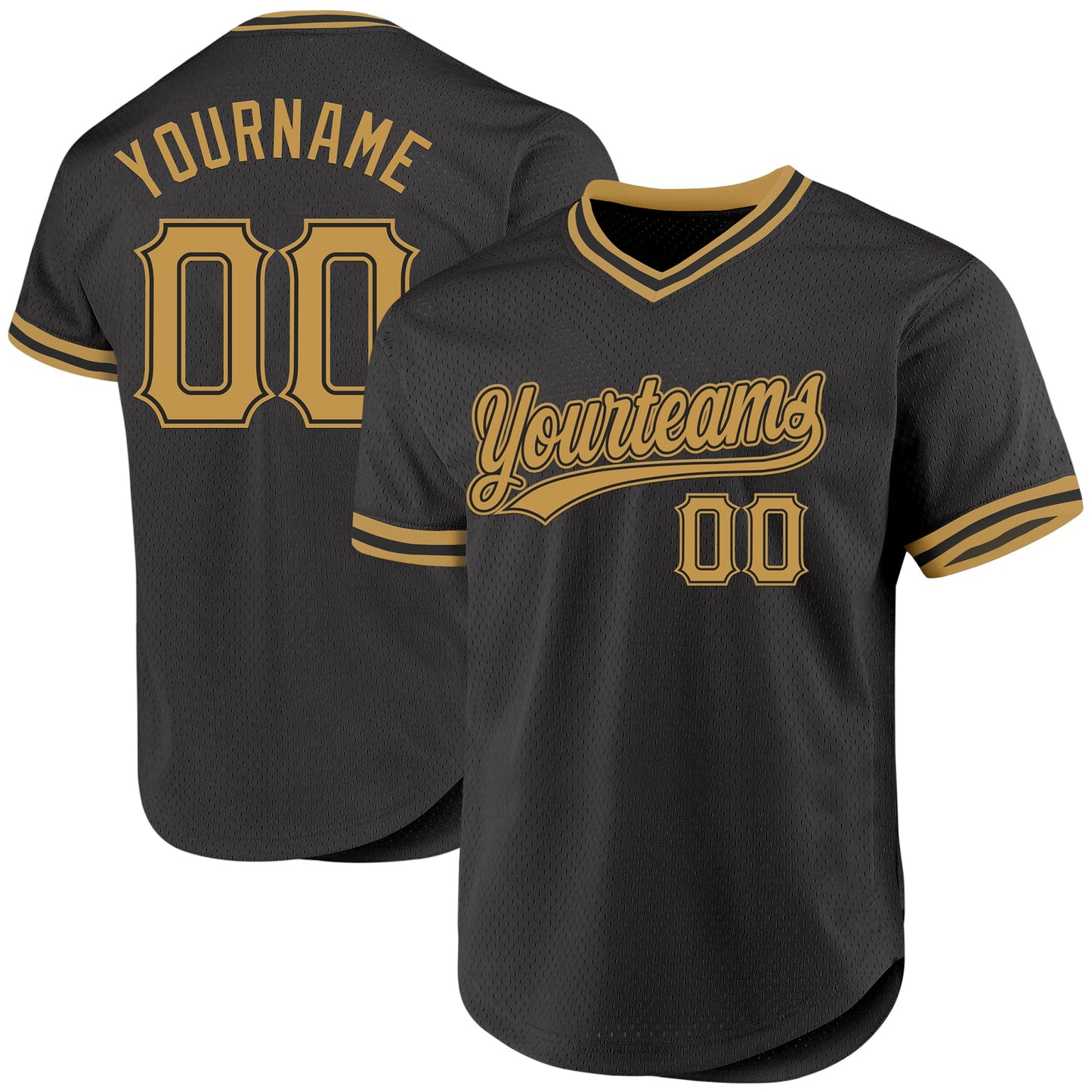 Custom Black Old Gold Authentic Throwback Baseball Jersey - Sky-Custom