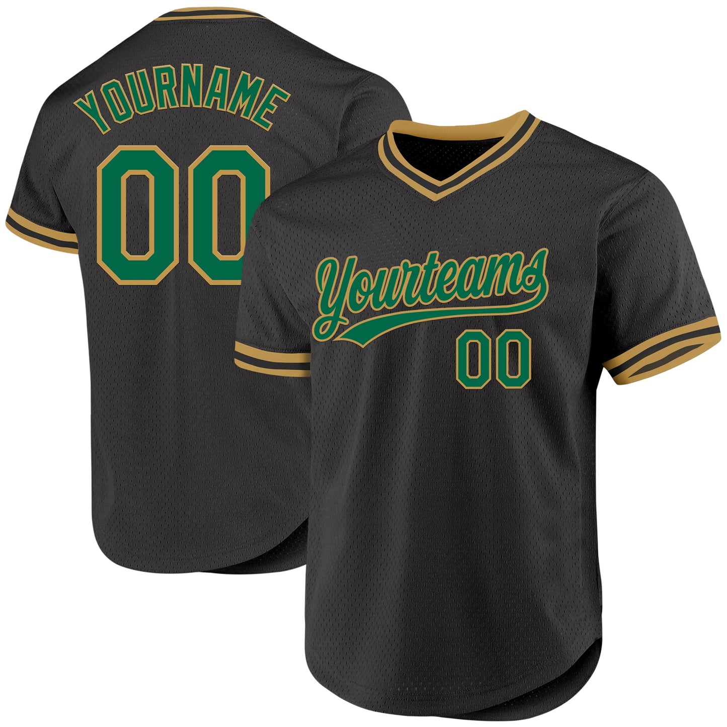 Custom Black Kelly Green-Old Gold Authentic Throwback Baseball Jersey - Sky-Custom