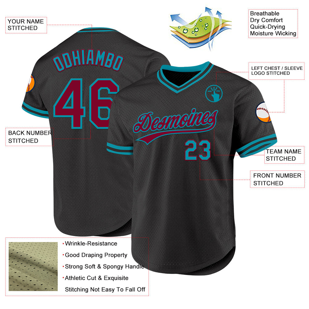 Custom Black Maroon-Yellow Authentic Throwback Baseball Jersey - Sky-Custom