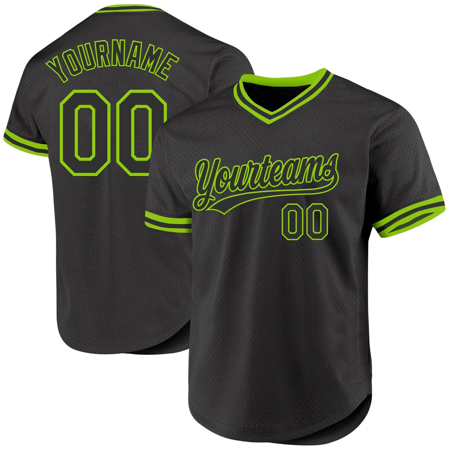 Custom Black Neon Green Authentic Throwback Baseball Jersey - Sky-Custom