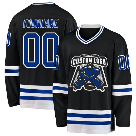 Custom Black Royal-White Hockey Jersey - Sky-Custom