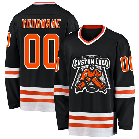 Custom Black Orange-White Hockey Jersey - Sky-Custom