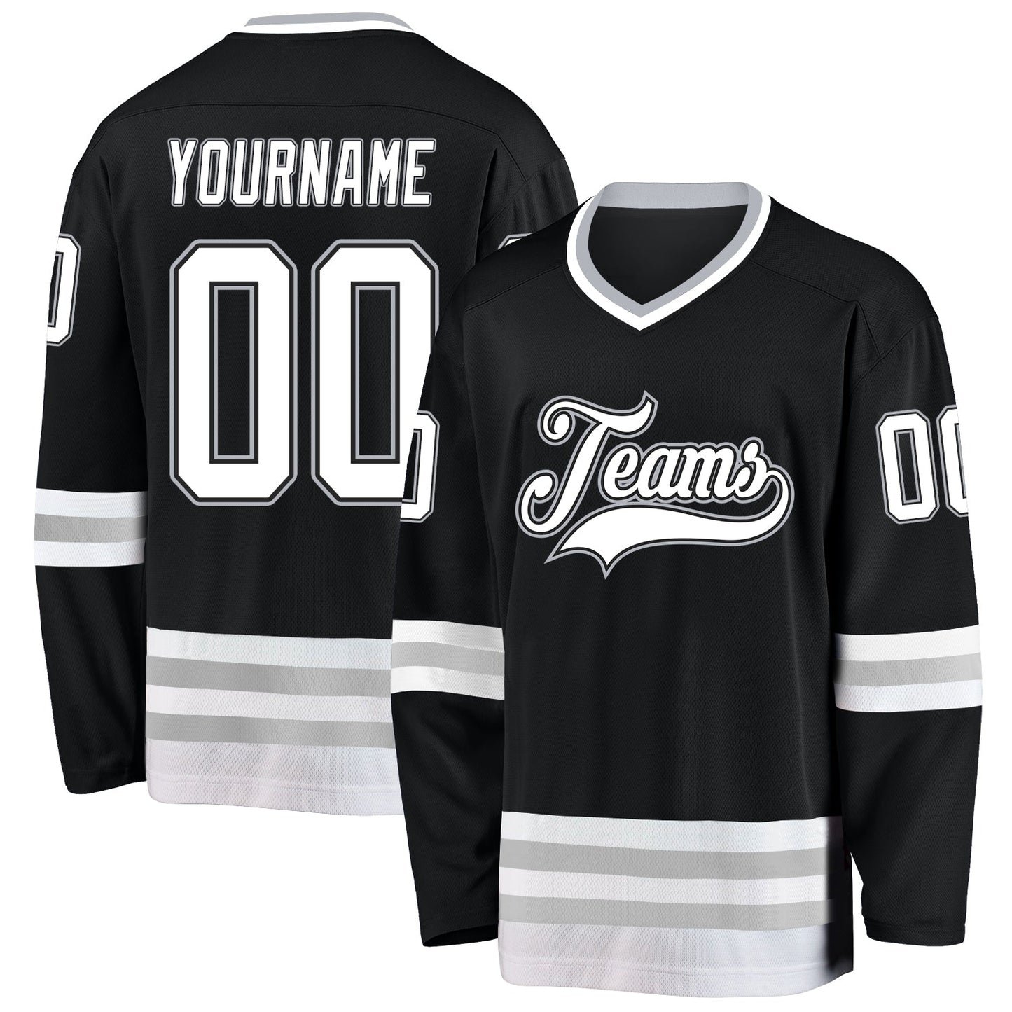 Custom Black White-Gray Hockey Jersey - Sky-Custom
