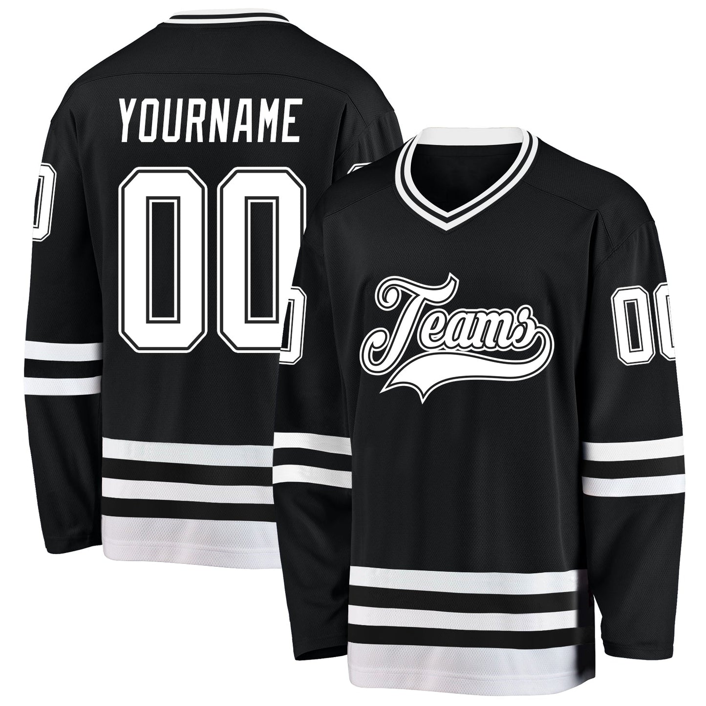 Custom Black White Hockey Jersey - Sky-Custom