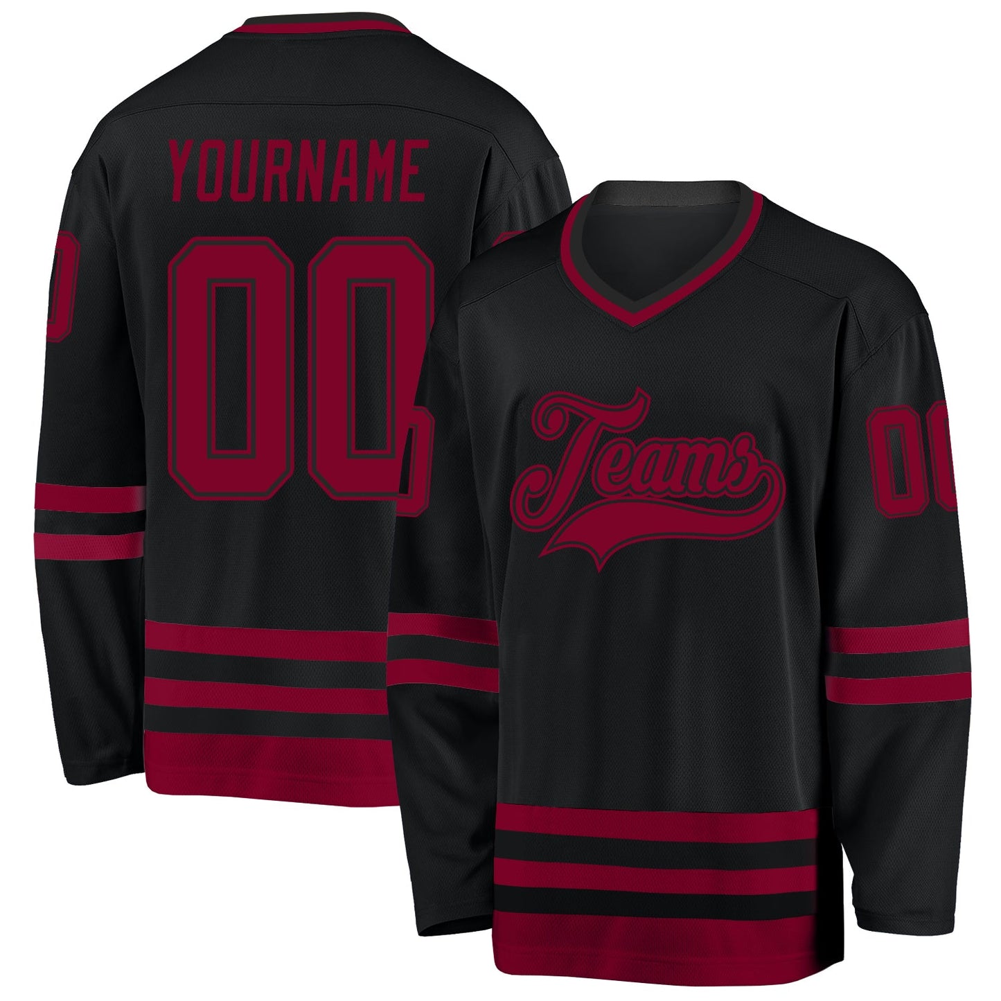 Custom Black Maroon Hockey Jersey - Sky-Custom