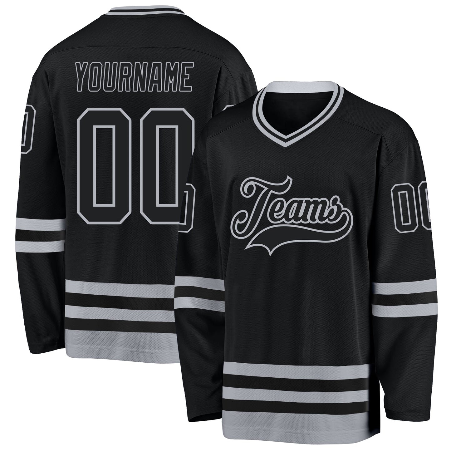 Custom Black Gray Hockey Jersey - Sky-Custom