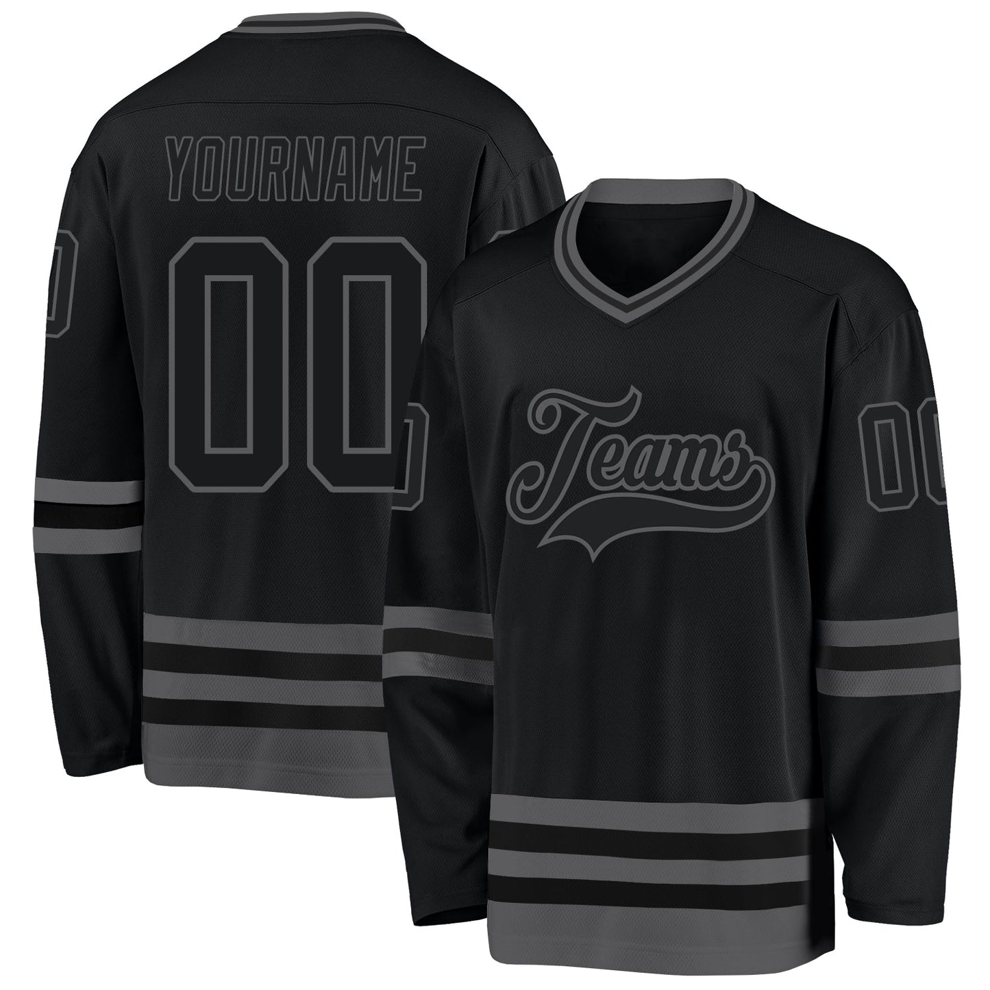 Custom Black Steel Gray Hockey Jersey - Sky-Custom