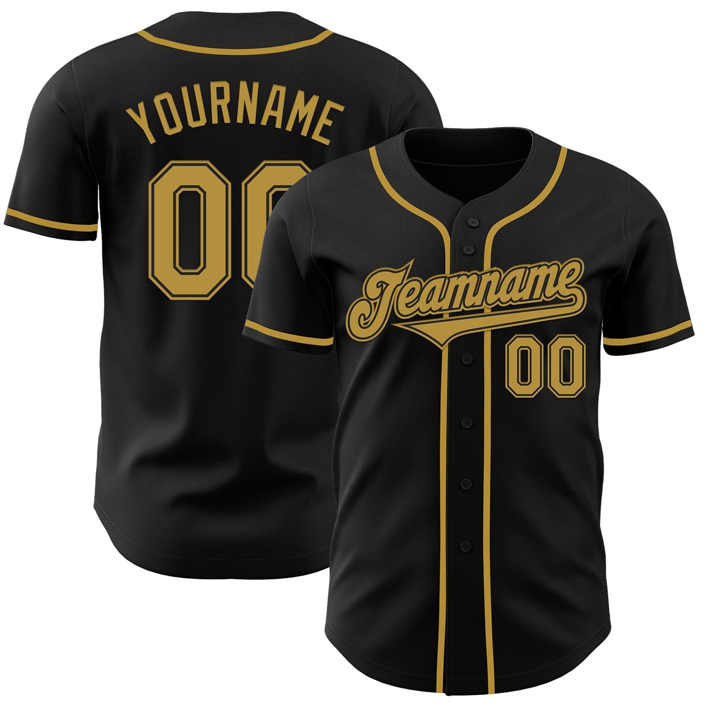Custom Black Old Gold Authentic Baseball Jersey - Sky-Custom