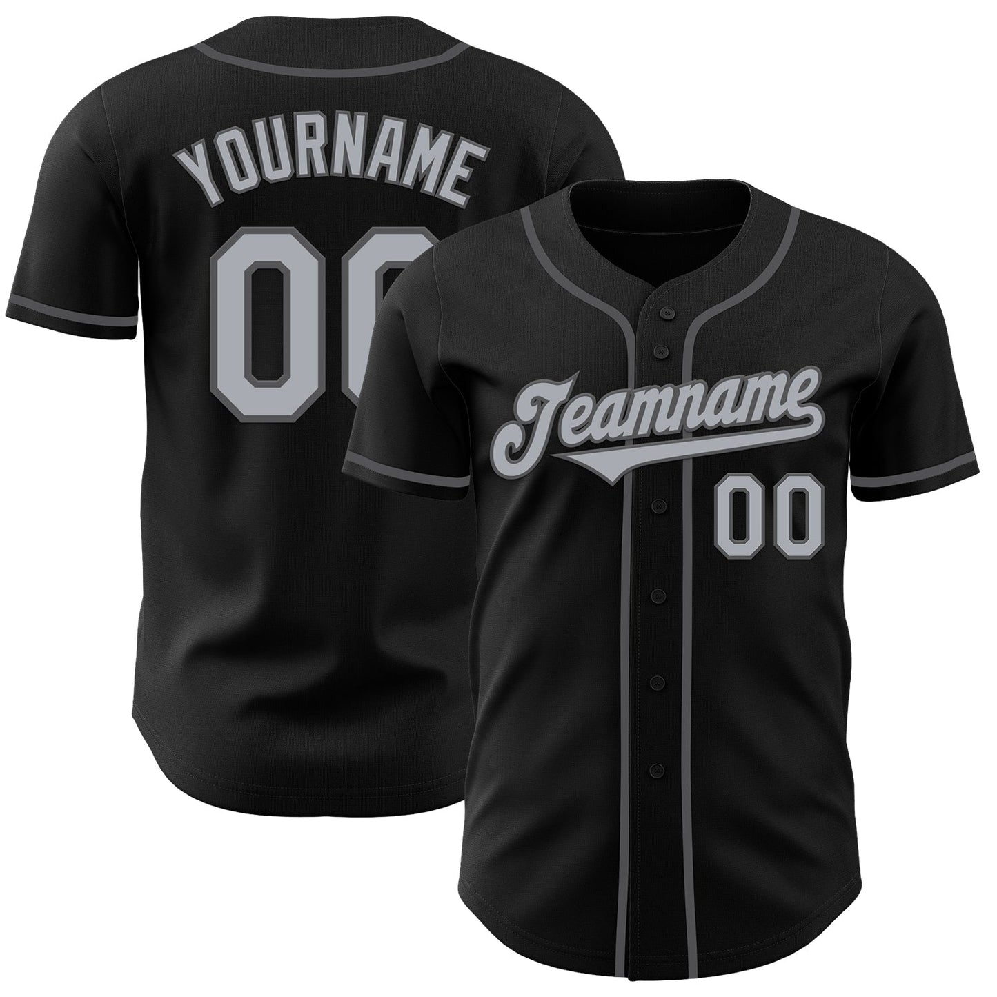 Custom Black Gray-Steel Gray Authentic Baseball Jersey - Sky-Custom