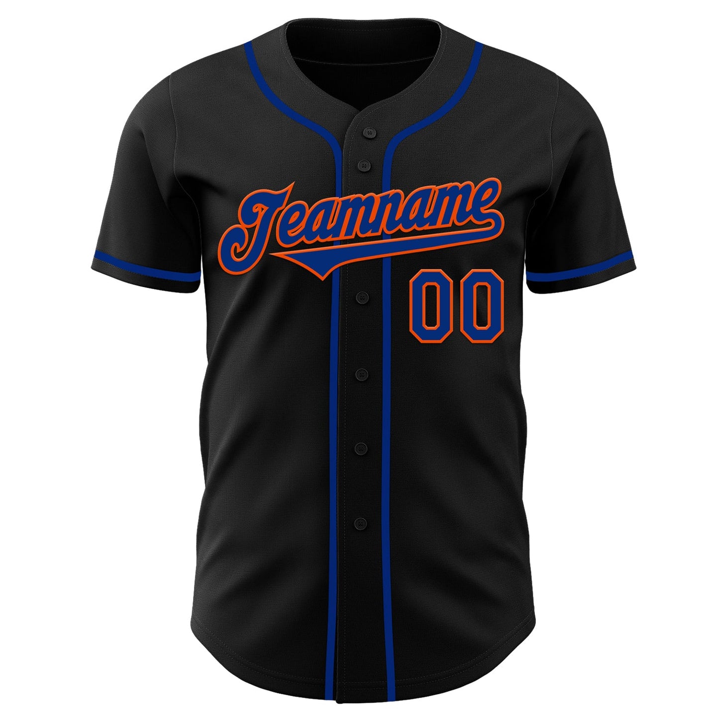 Custom Black Royal-Orange Authentic Baseball Jersey - Sky-Custom