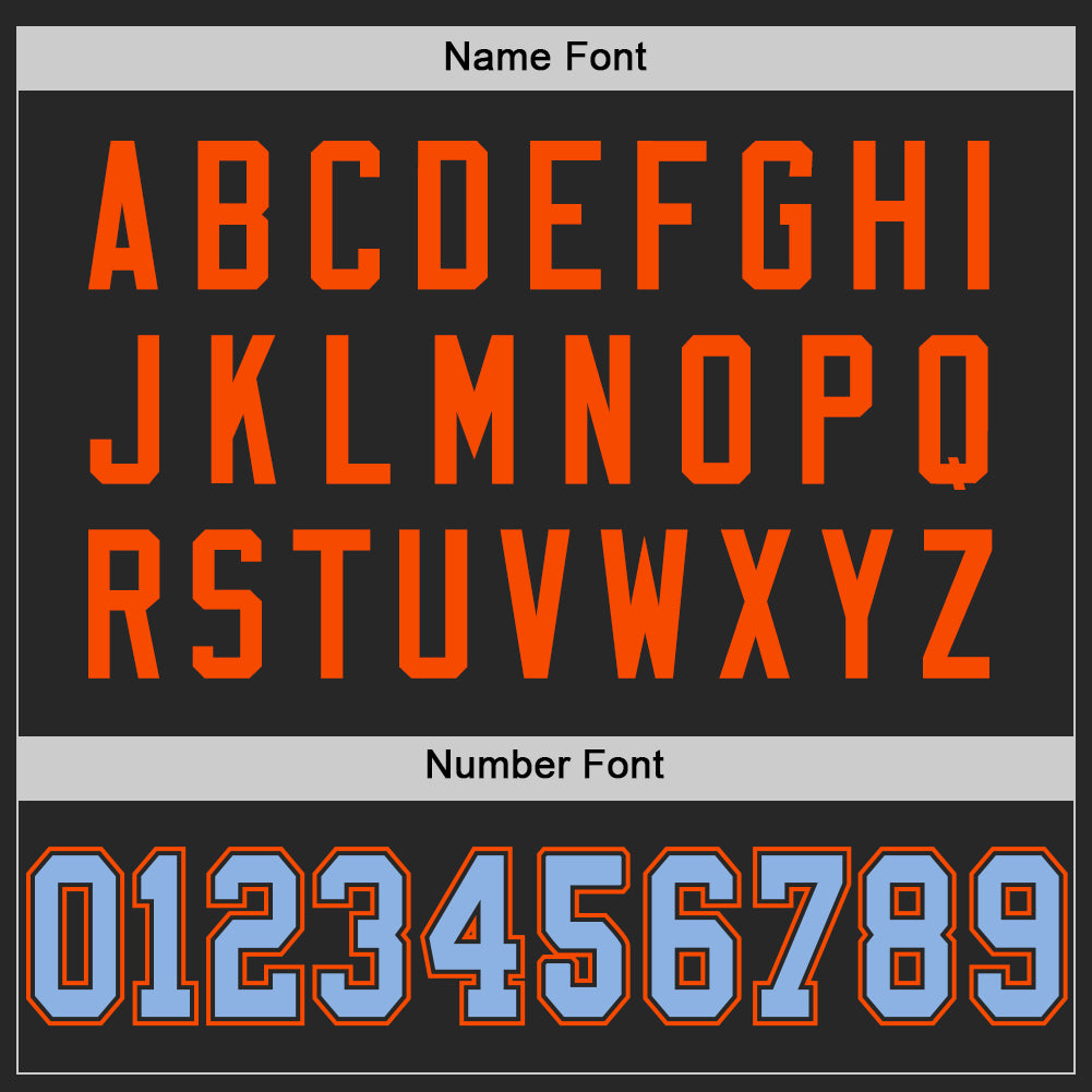 Custom Black Light Blue-Orange Mesh Authentic Football Jersey - Sky-Custom