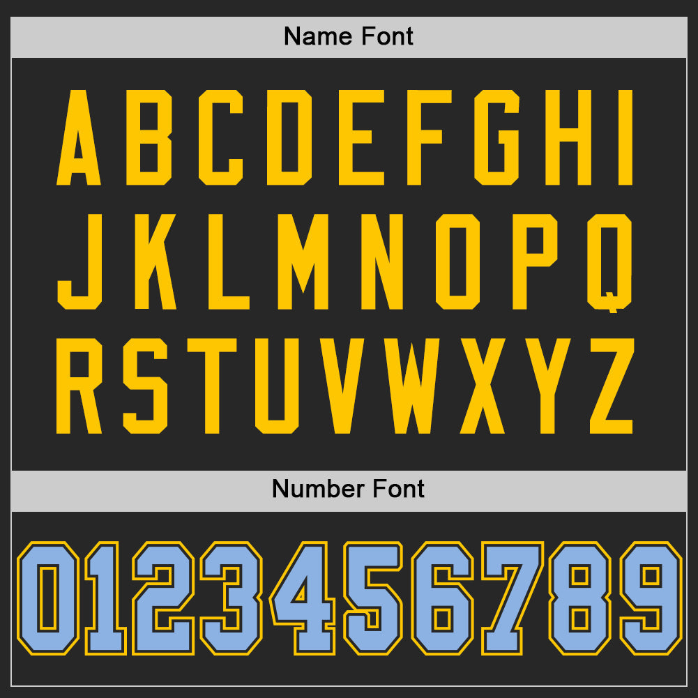 Custom Black Light Blue-Yellow Mesh Authentic Football Jersey - Sky-Custom