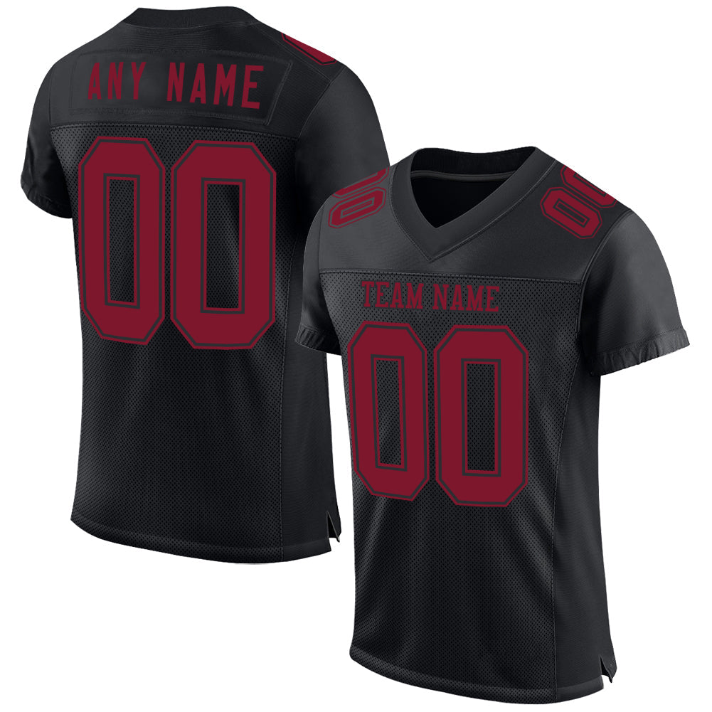 Custom Black Crimson Mesh Authentic Football Jersey - Sky-Custom