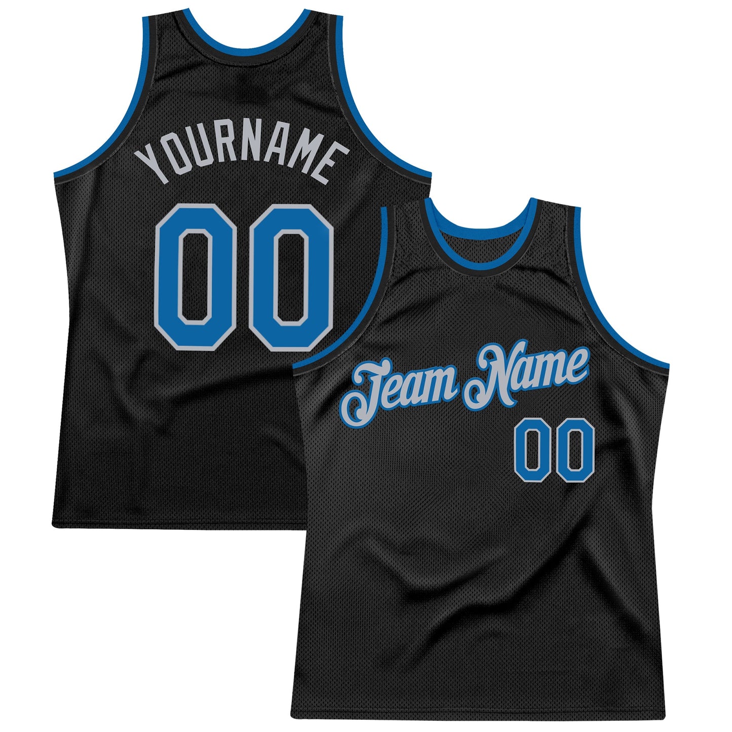 Custom Black Blue-Gray Authentic Throwback Basketball Jersey - Sky-Custom