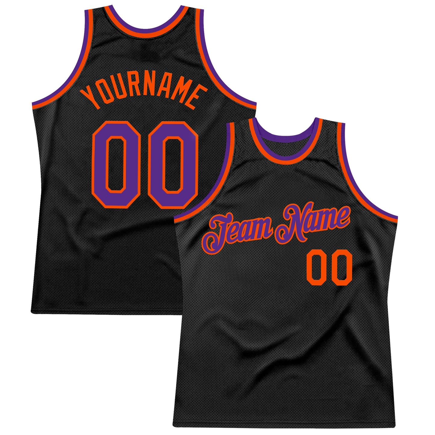 Custom Black Purple-Orange Authentic Throwback Basketball Jersey - Sky-Custom