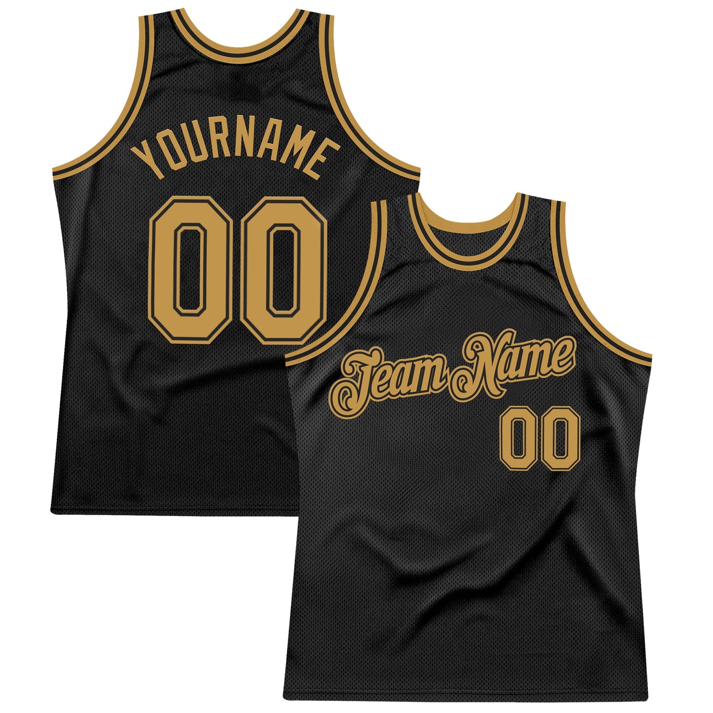 Custom Black Old Gold Authentic Throwback Basketball Jersey - Sky-Custom