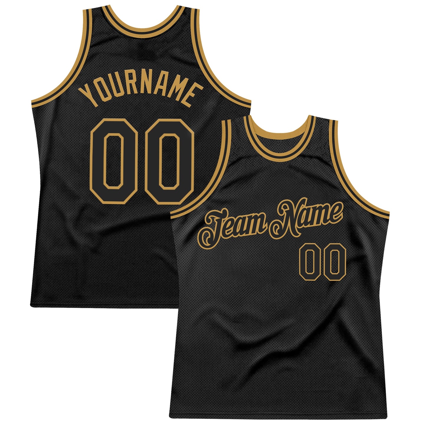 Custom Black Old Gold Authentic Throwback Basketball Jersey - Sky-Custom