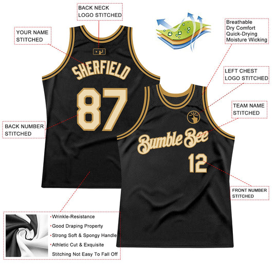 Custom Black Cream-Old Gold Authentic Throwback Basketball Jersey - Sky-Custom