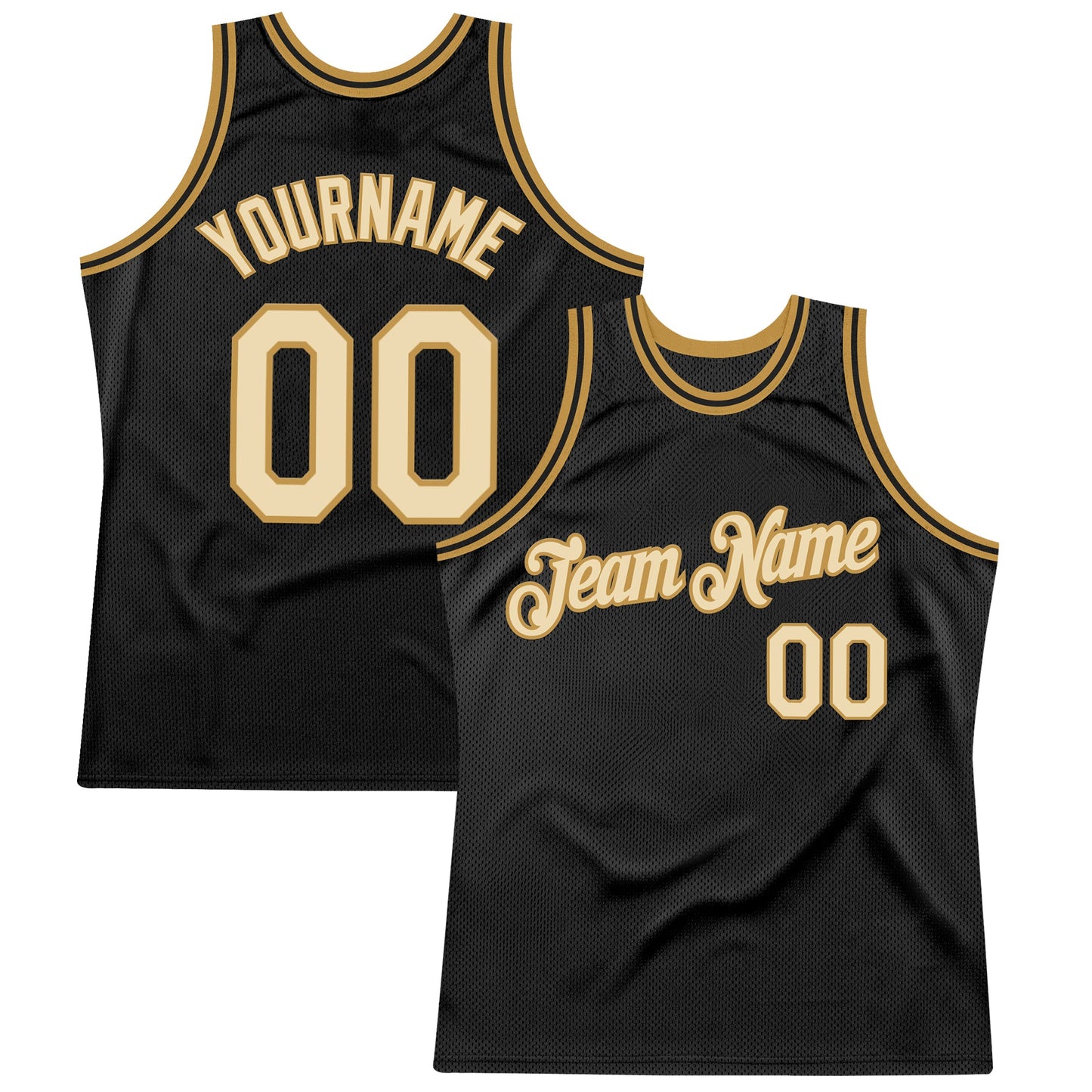 Custom Black Cream-Old Gold Authentic Throwback Basketball Jersey - Sky-Custom