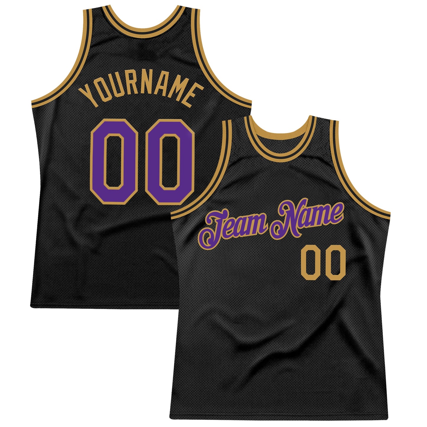 Custom Black Purple-Old Gold Authentic Throwback Basketball Jersey - Sky-Custom