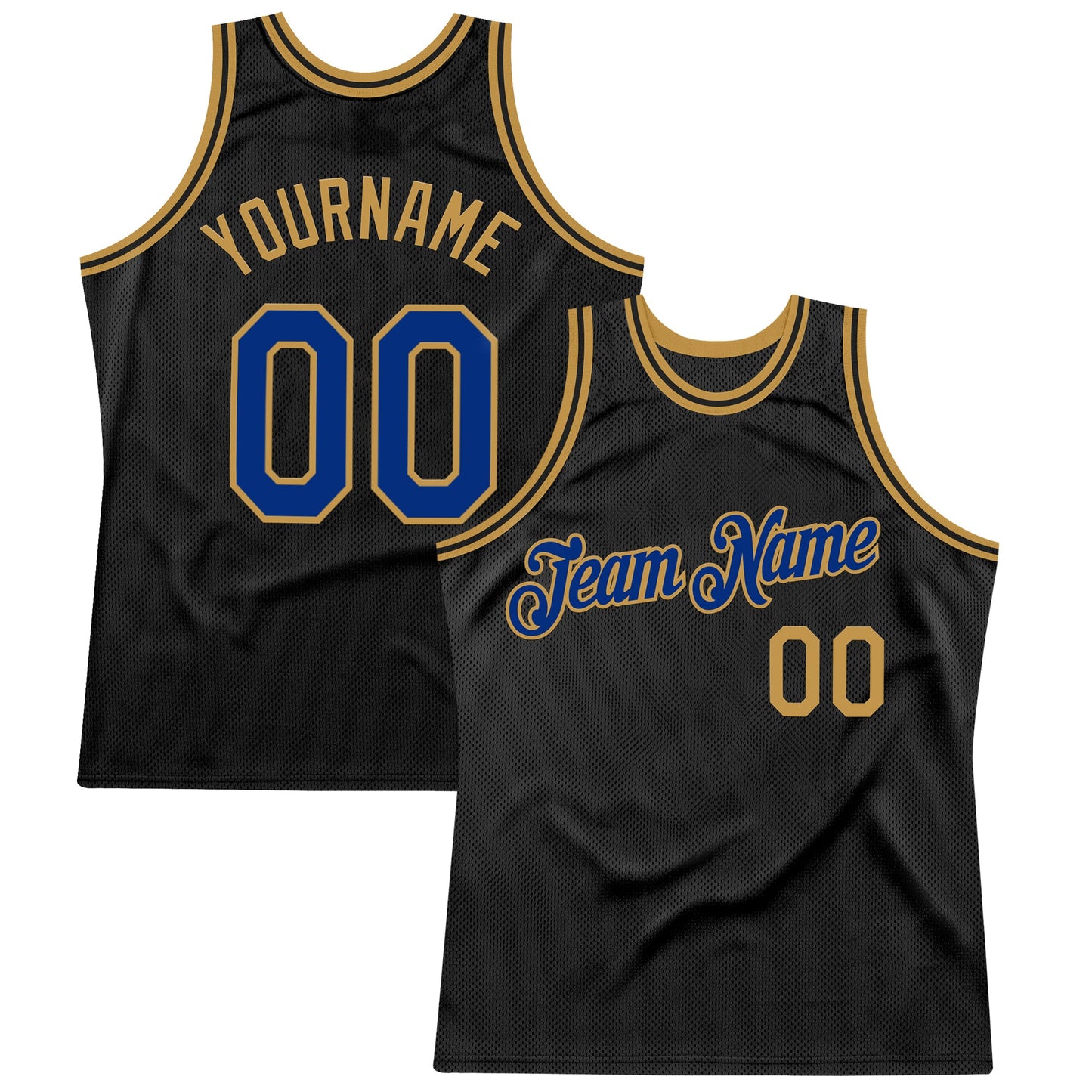 Custom Black Royal-Old Gold Authentic Throwback Basketball Jersey - Sky-Custom