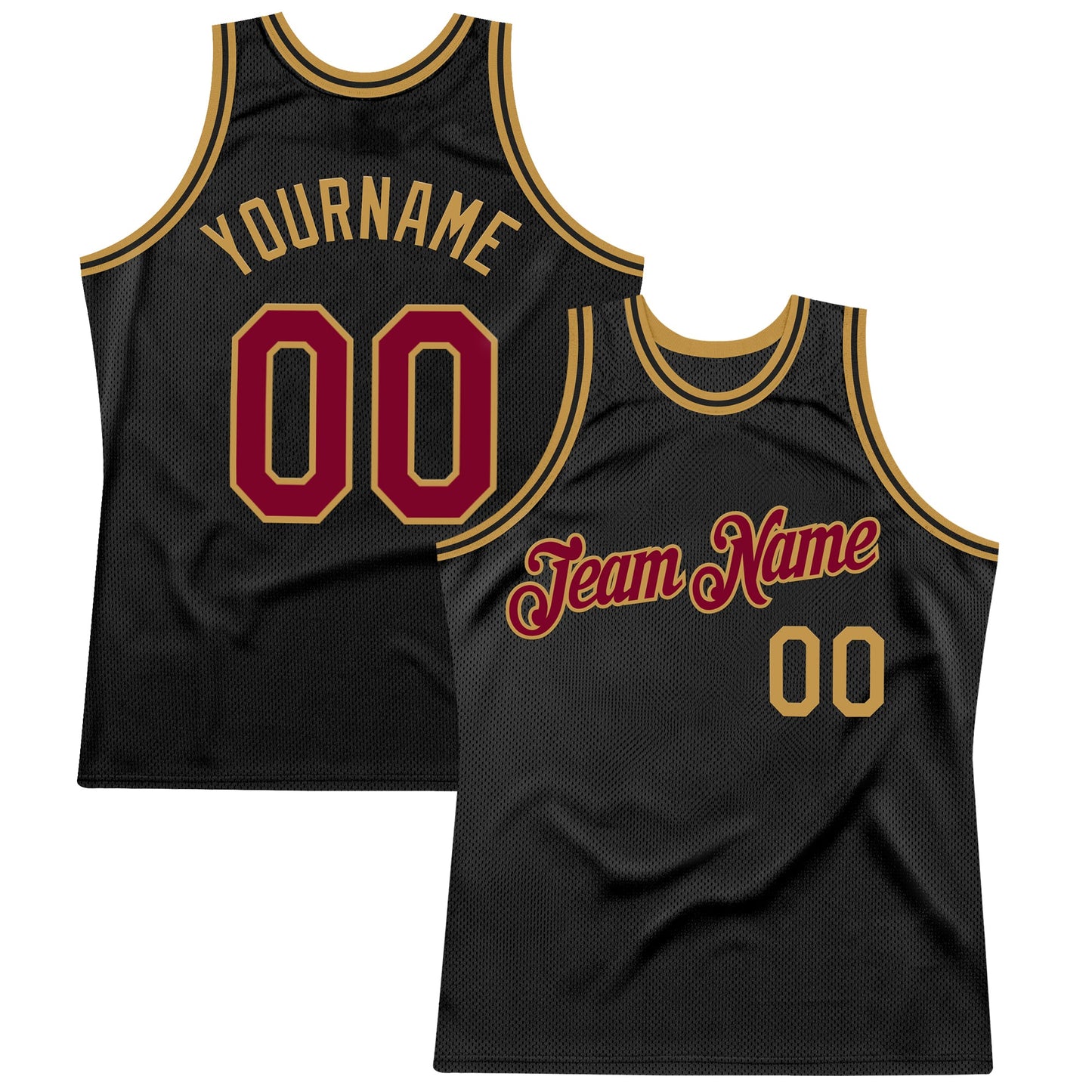 Custom Black Maroon-Old Gold Authentic Throwback Basketball Jersey - Sky-Custom