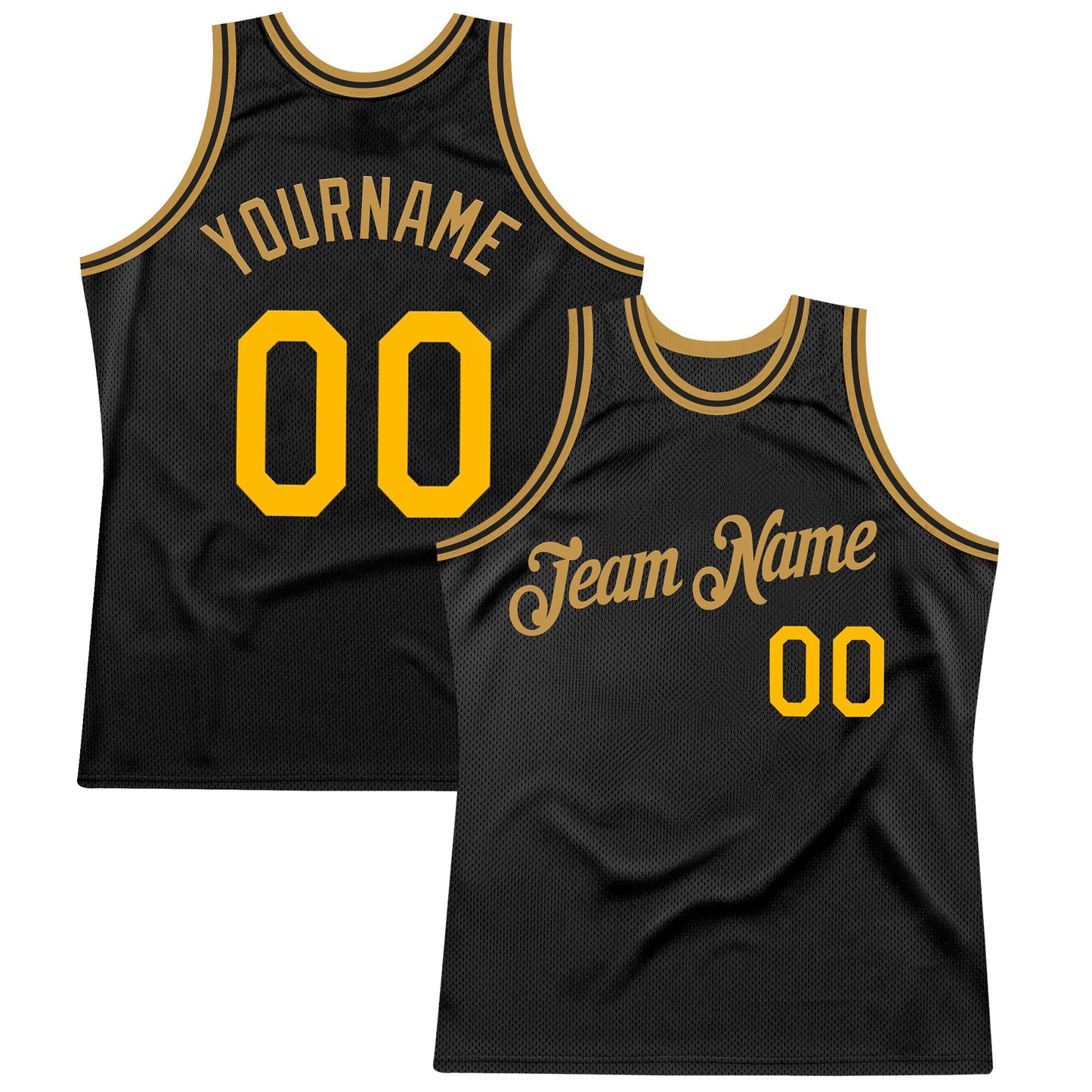 Custom Black Gold-Old Gold Authentic Throwback Basketball Jersey - Sky-Custom