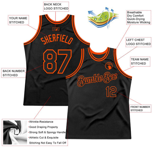 Custom Black Orange Authentic Throwback Basketball Jersey - Sky-Custom