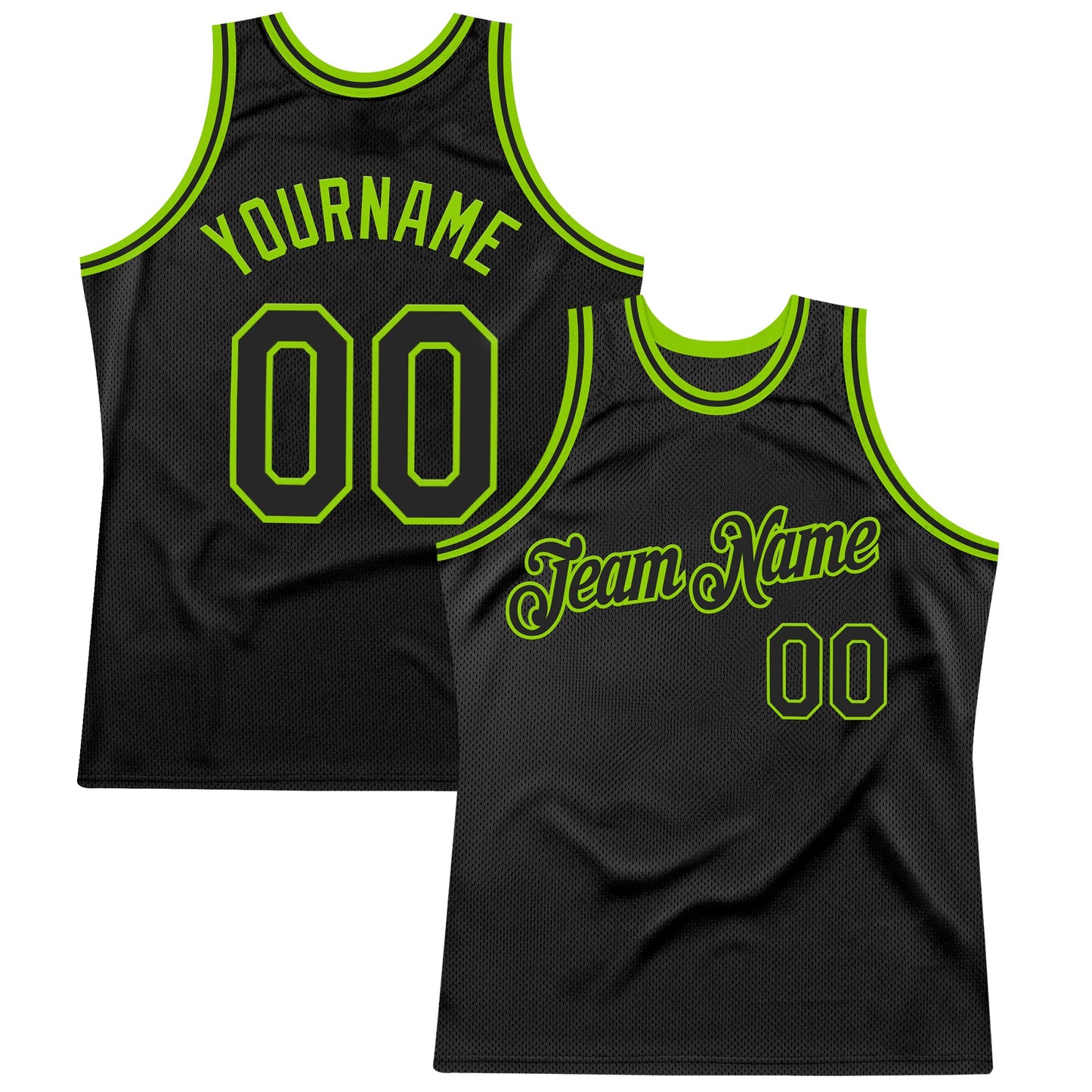Custom Black Neon Green Authentic Throwback Basketball Jersey - Sky-Custom