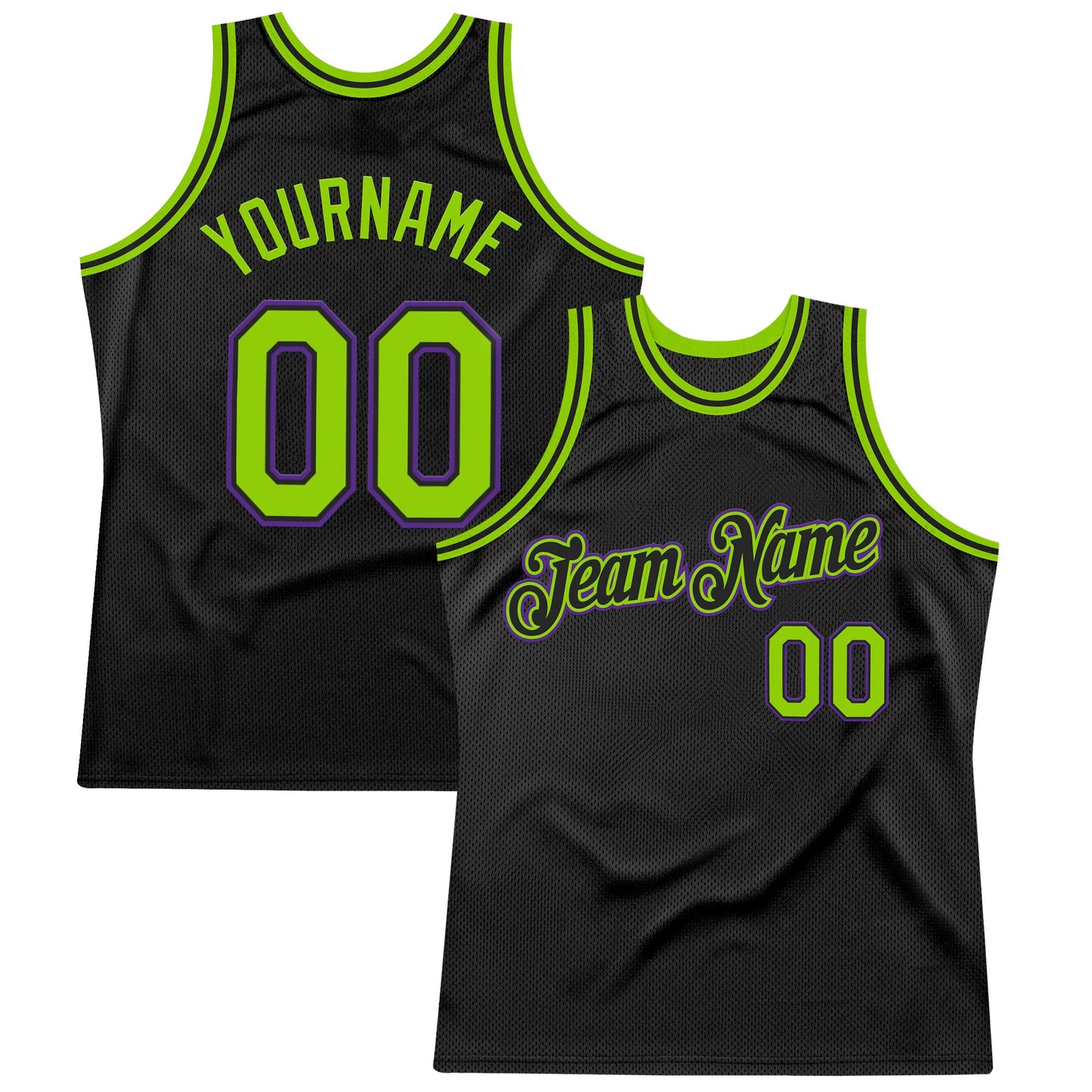 Custom Black Neon Green-Purple Authentic Throwback Basketball Jersey - Sky-Custom