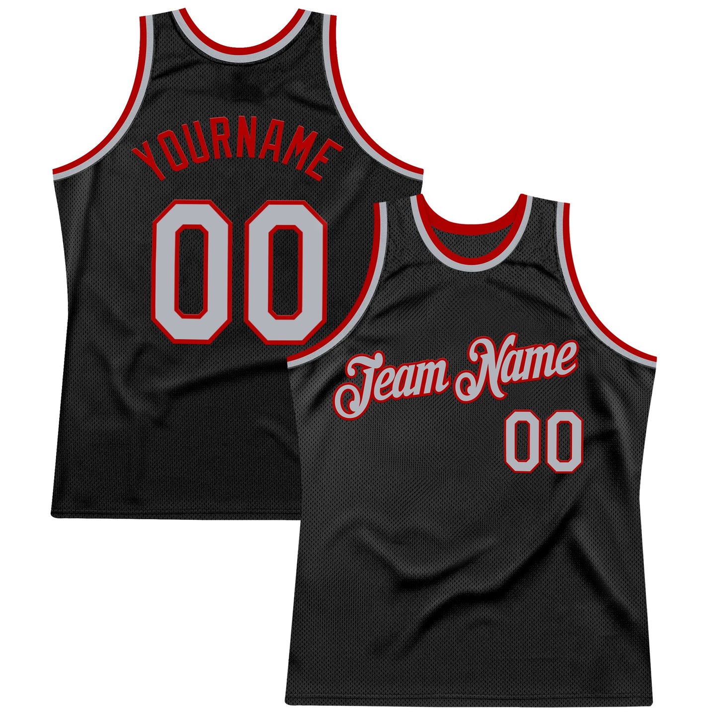 Custom Black Gray-Red Authentic Throwback Basketball Jersey - Sky-Custom