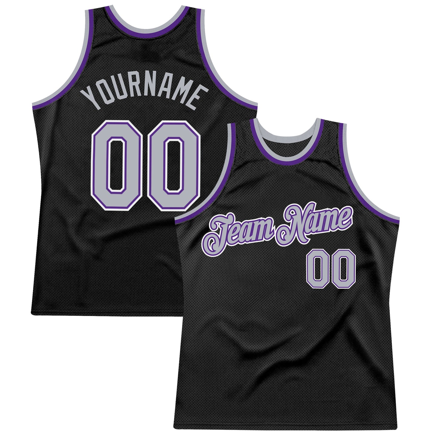 Custom Black Gray-Purple Authentic Throwback Basketball Jersey - Sky-Custom