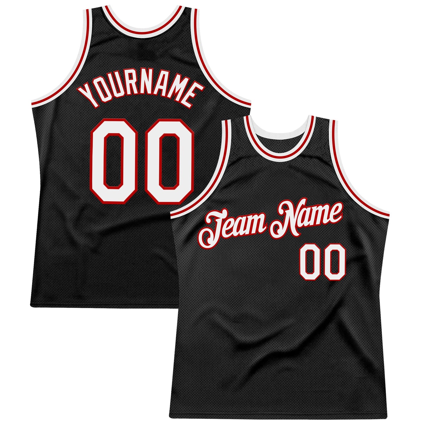 Custom Black White-Red Authentic Throwback Basketball Jersey - Sky-Custom