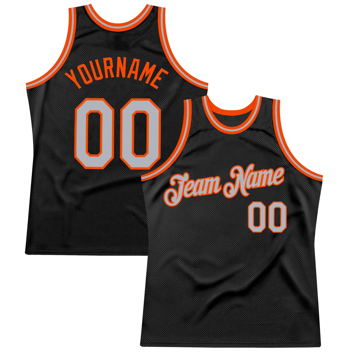 Custom Black Gray-Orange Authentic Throwback Basketball Jersey - Sky-Custom