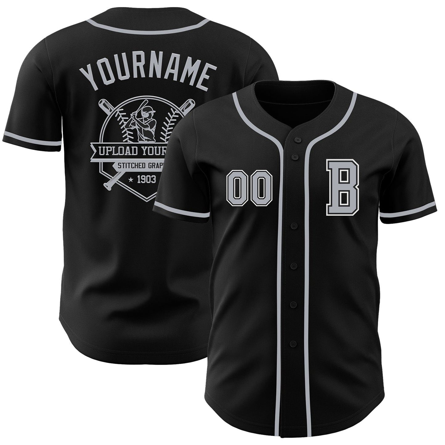 Custom Black Gray-White Authentic Baseball Jersey - Sky-Custom
