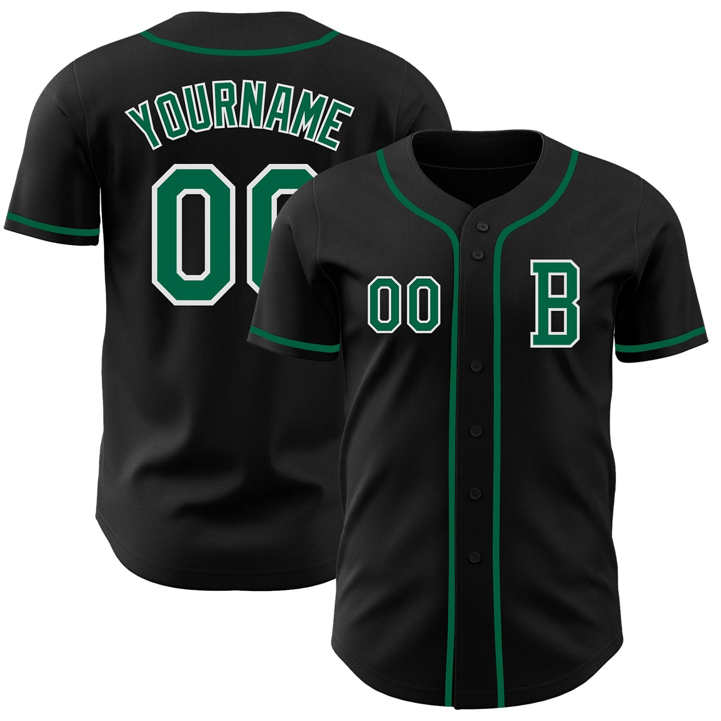 Custom Black Kelly Green-White Authentic Baseball Jersey - Sky-Custom