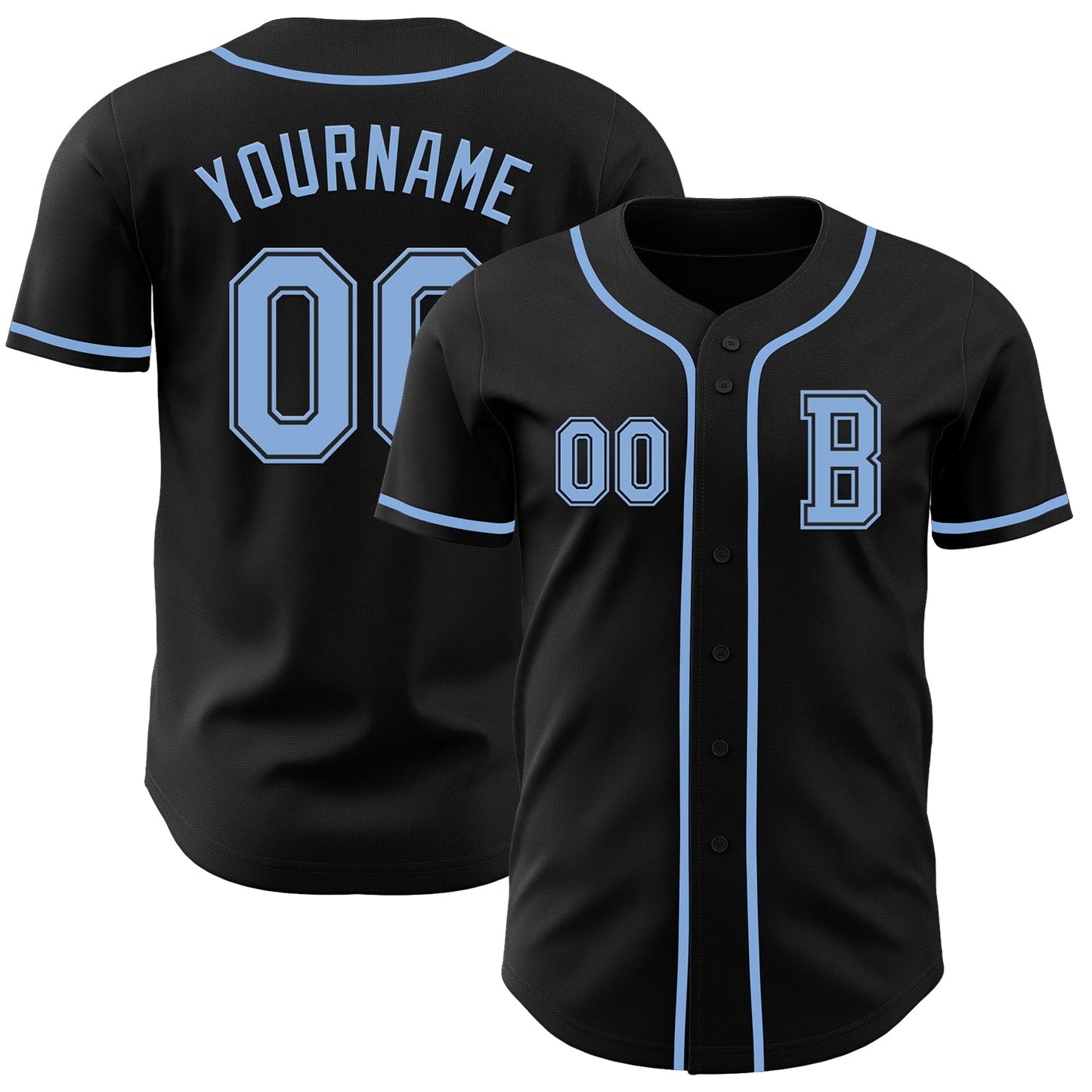 Custom Black Light Blue Authentic Baseball Jersey - Sky-Custom