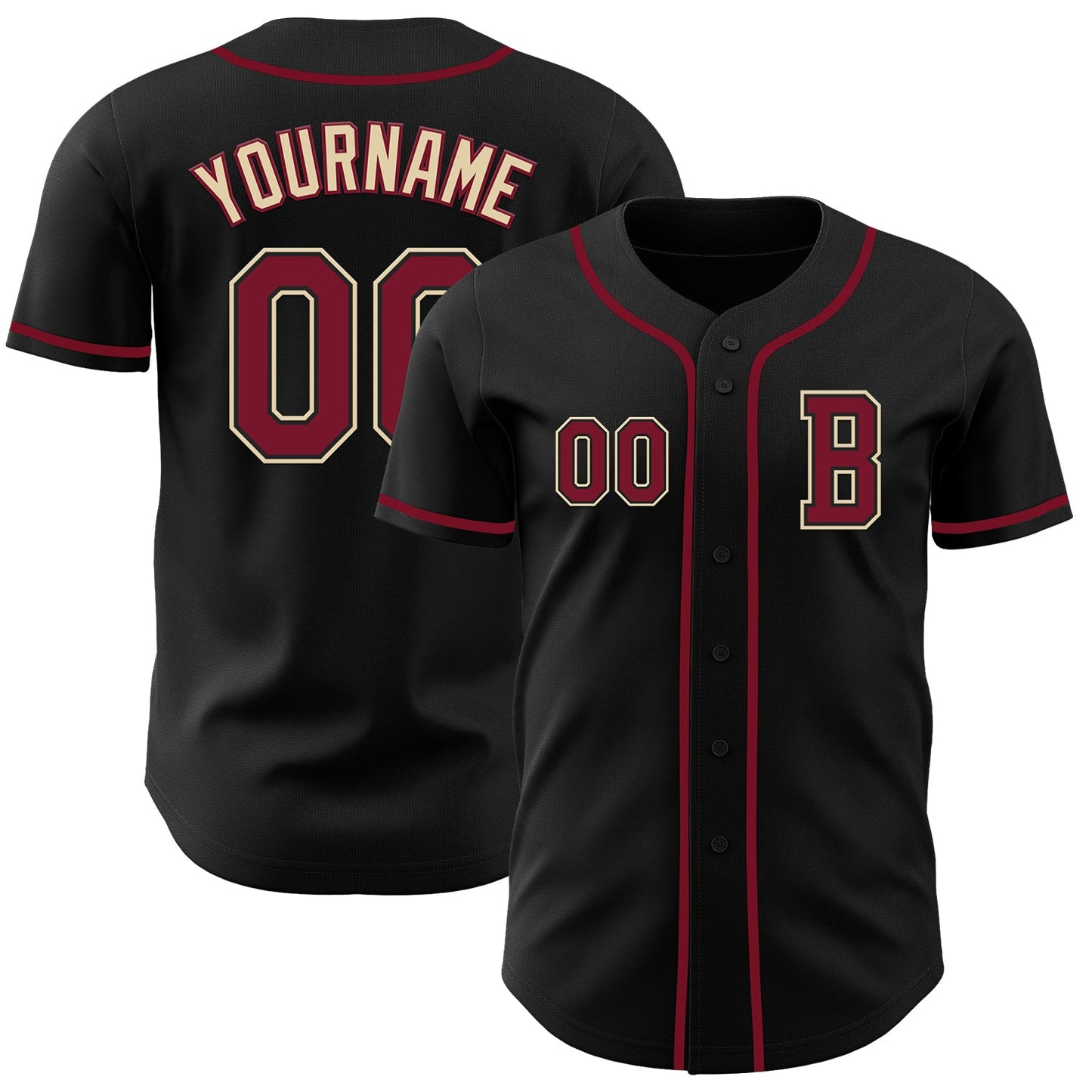 Custom Black Crimson-Cream Authentic Baseball Jersey - Sky-Custom