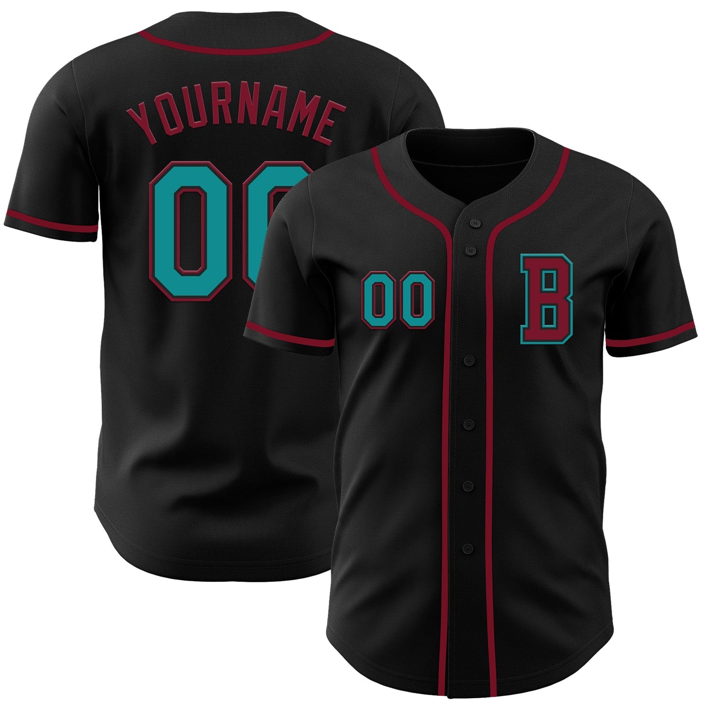 Custom Black Teal-Crimson Authentic Baseball Jersey - Sky-Custom