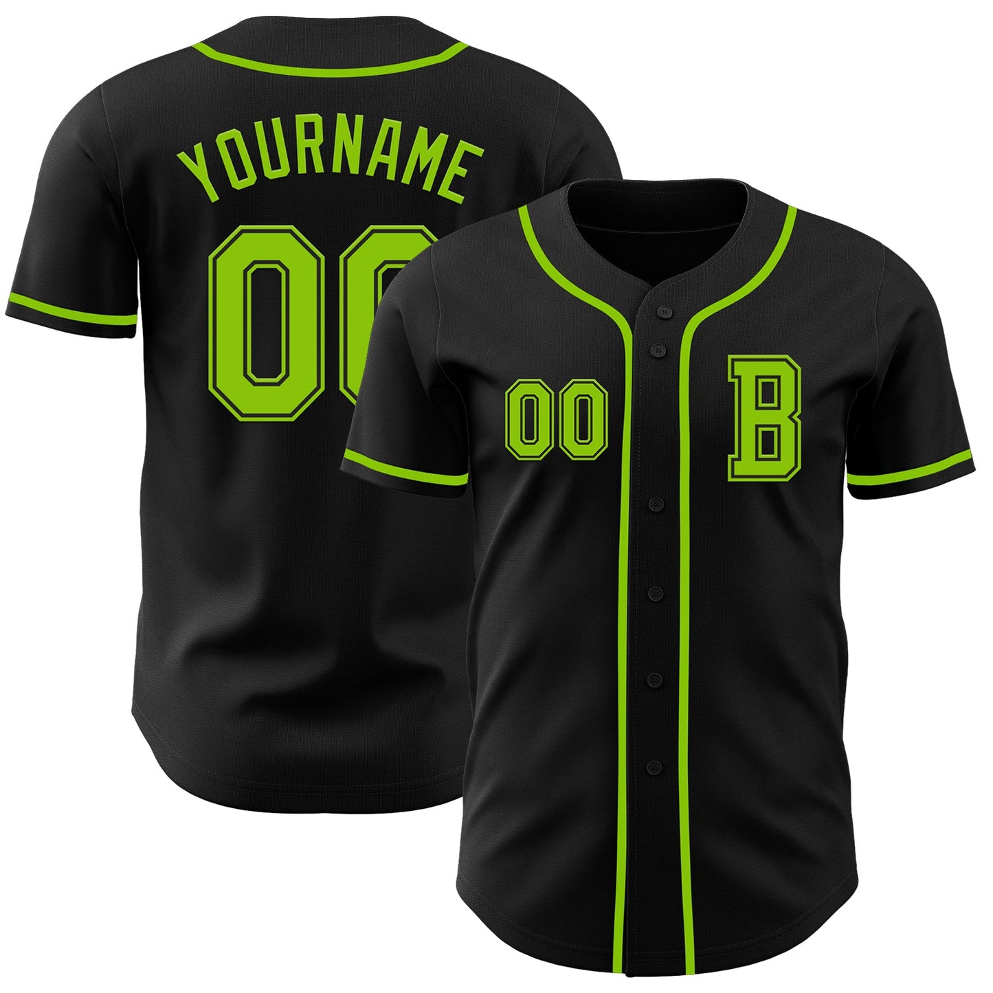 Custom Black Neon Green Authentic Baseball Jersey - Sky-Custom