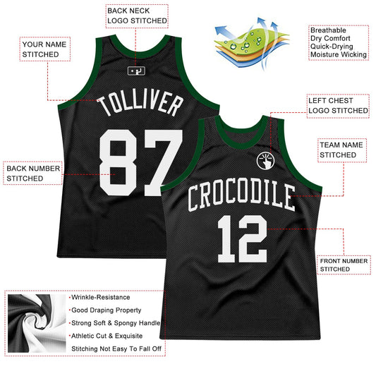 Custom Black White Authentic Throwback Basketball Jersey - Sky-Custom