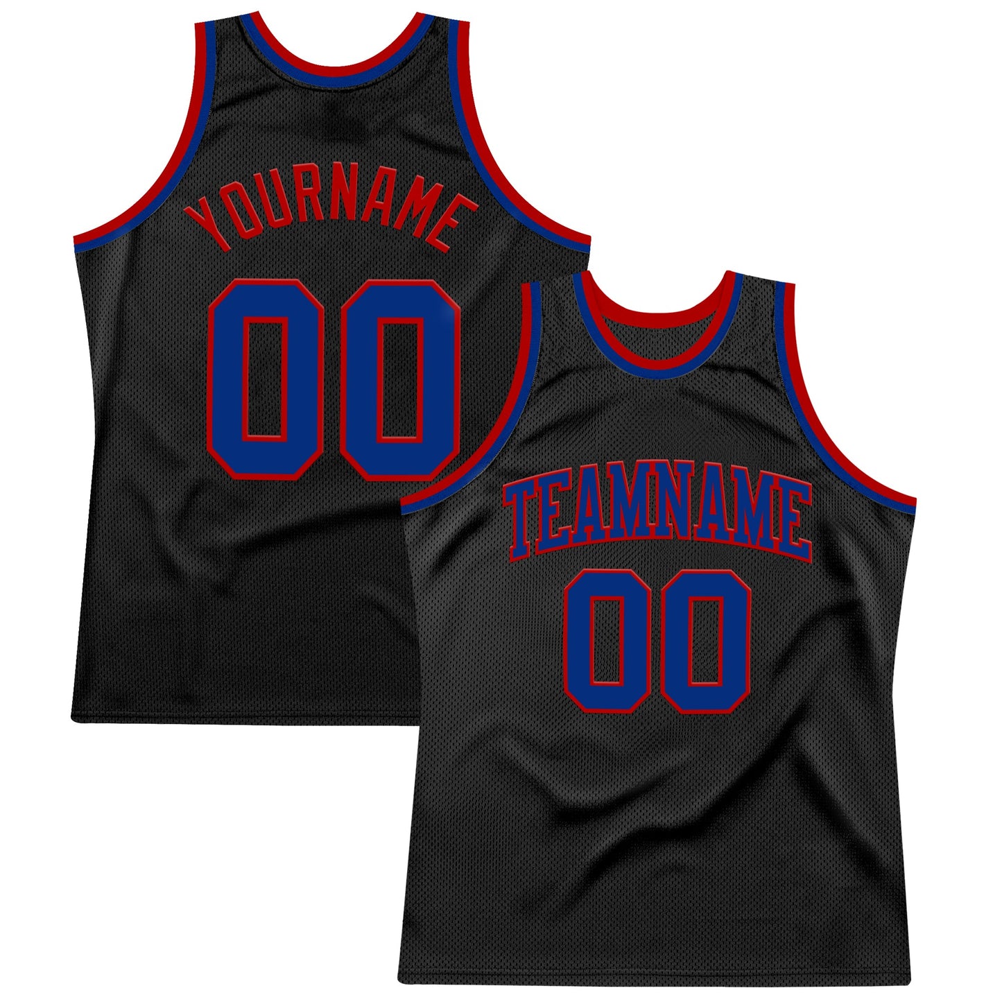 Custom Black Royal-Red Authentic Throwback Basketball Jersey - Sky-Custom