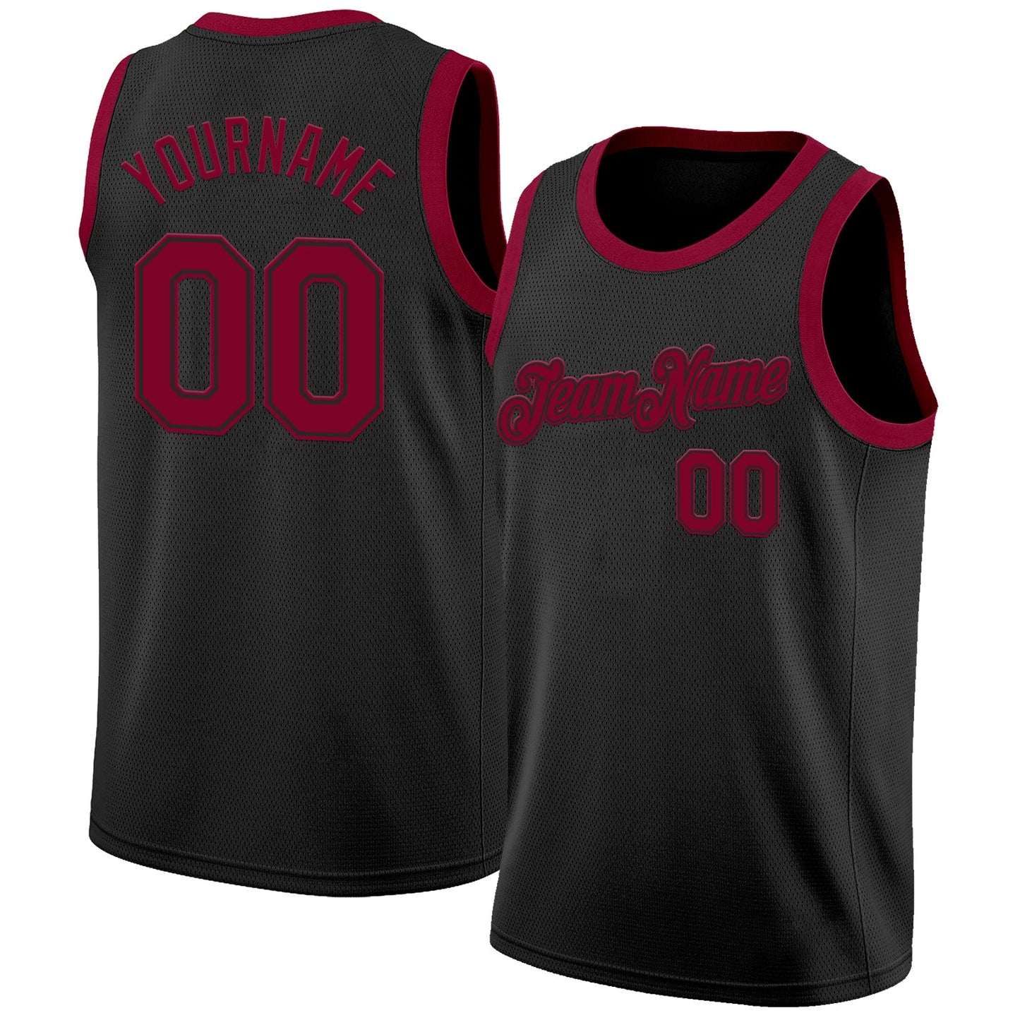 Custom Black Maroon Authentic Basketball Jersey - Sky-Custom