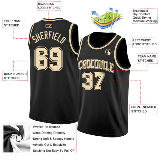 Custom Black Cream Authentic Basketball Jersey - Sky-Custom