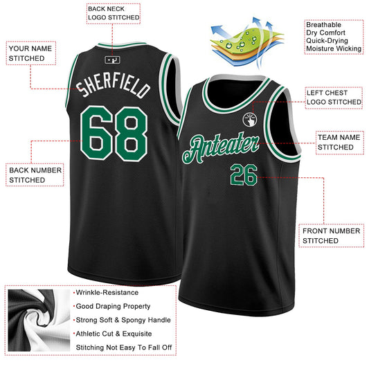 Custom Black Kelly Green-White Authentic Basketball Jersey - Sky-Custom