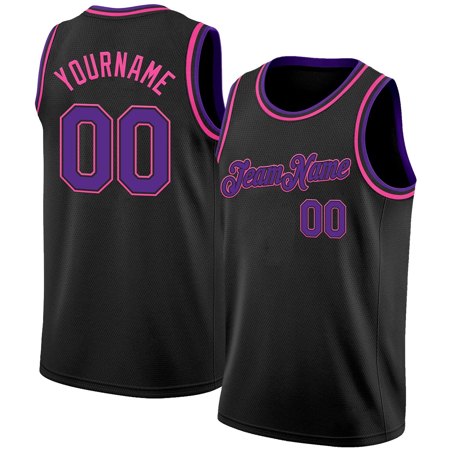 Custom Black Purple-Pink Authentic Basketball Jersey - Sky-Custom