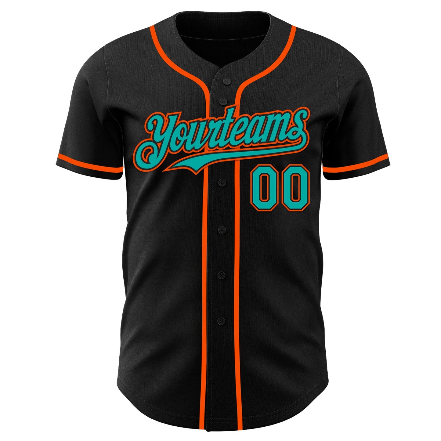 Custom Black Aqua-Orange Authentic Baseball Jersey - Sky-Custom